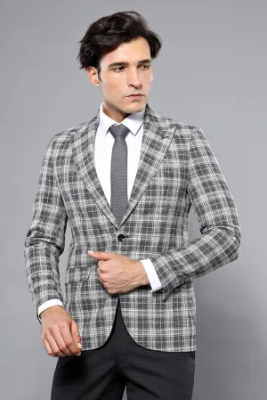 15445 Grey-Black Blazer Jacket