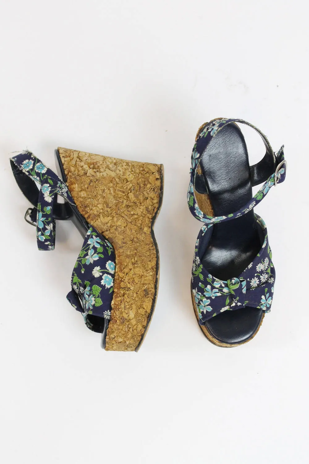 1970s cork sandals shoes size 5.5 us | new spring summer