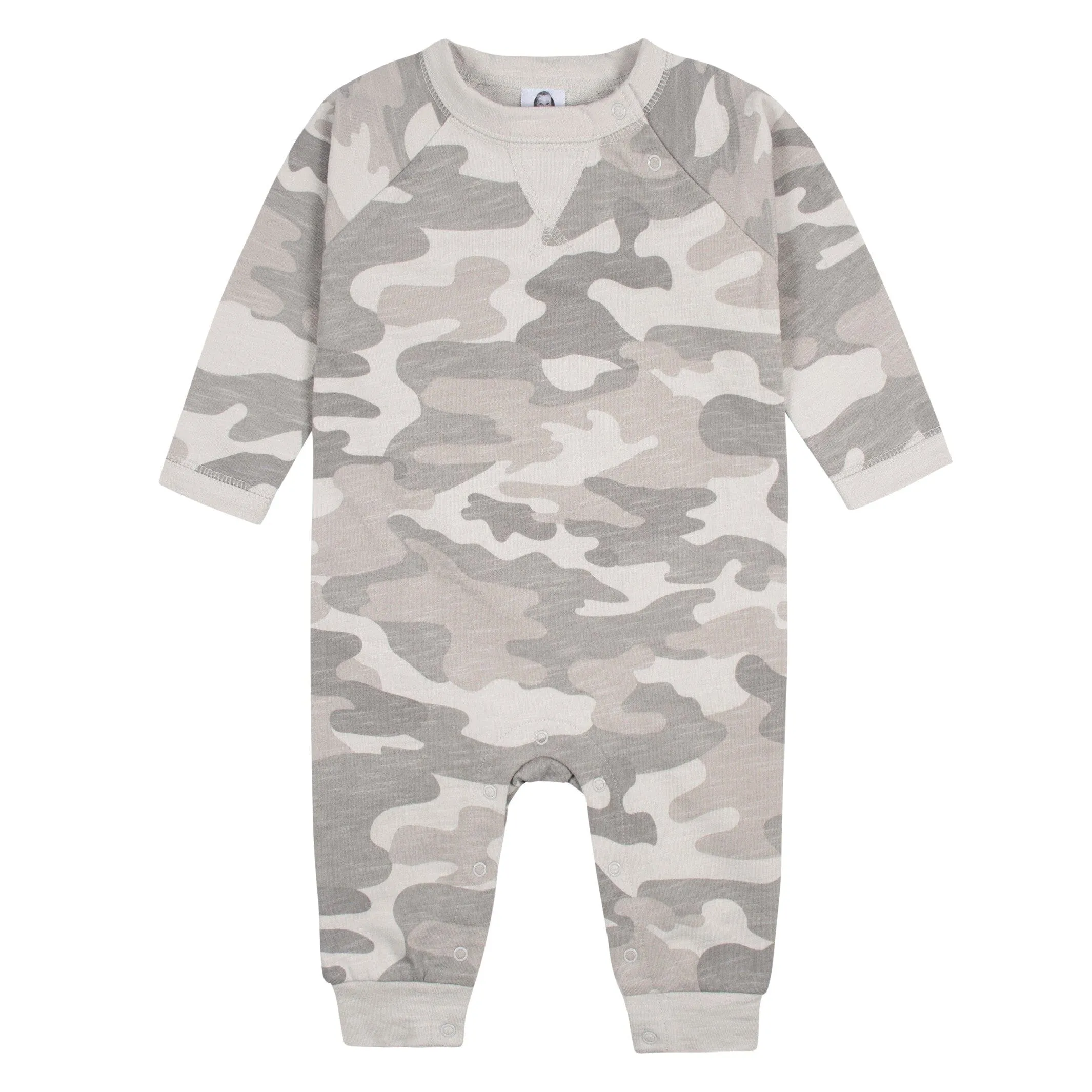 2-Pack Baby Boys Gray Camo & Yellow Raglan Sleeve Romper