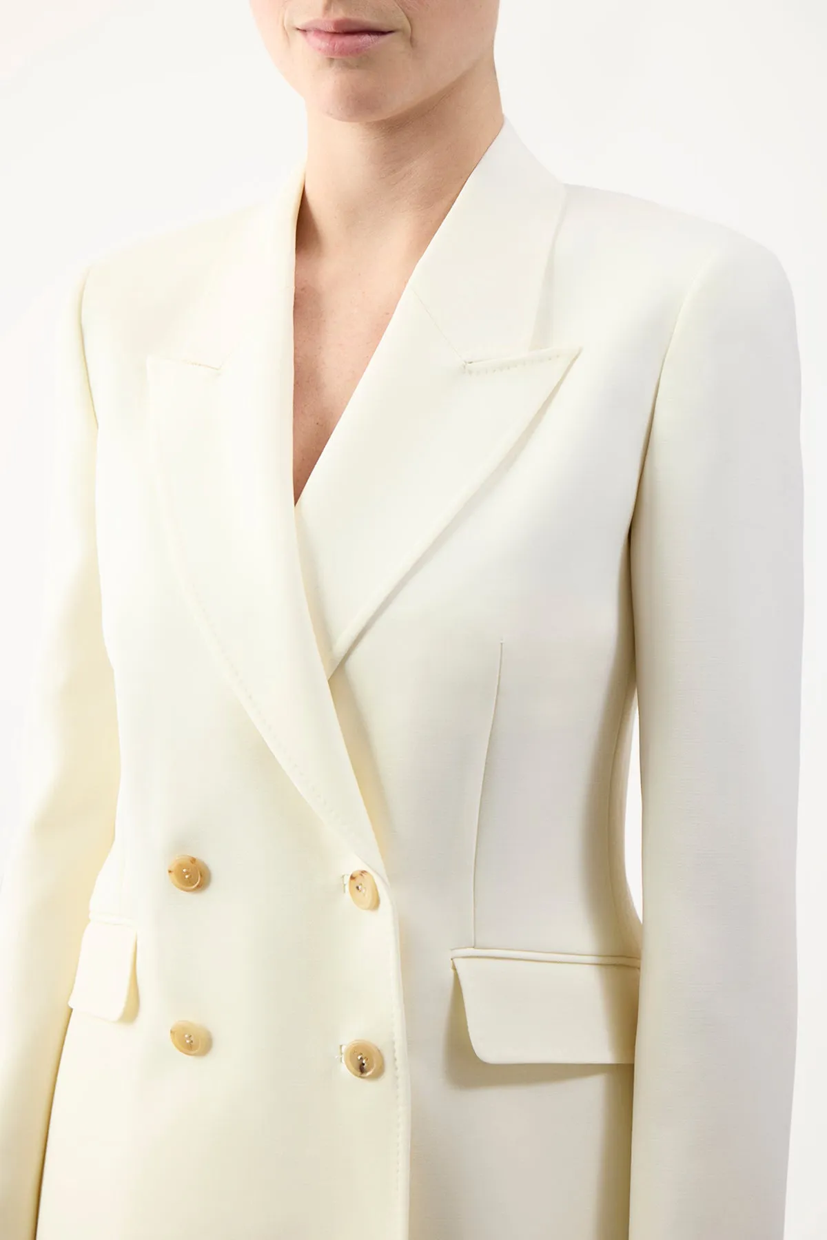 Angela Blazer in Ivory Sportswear Wool