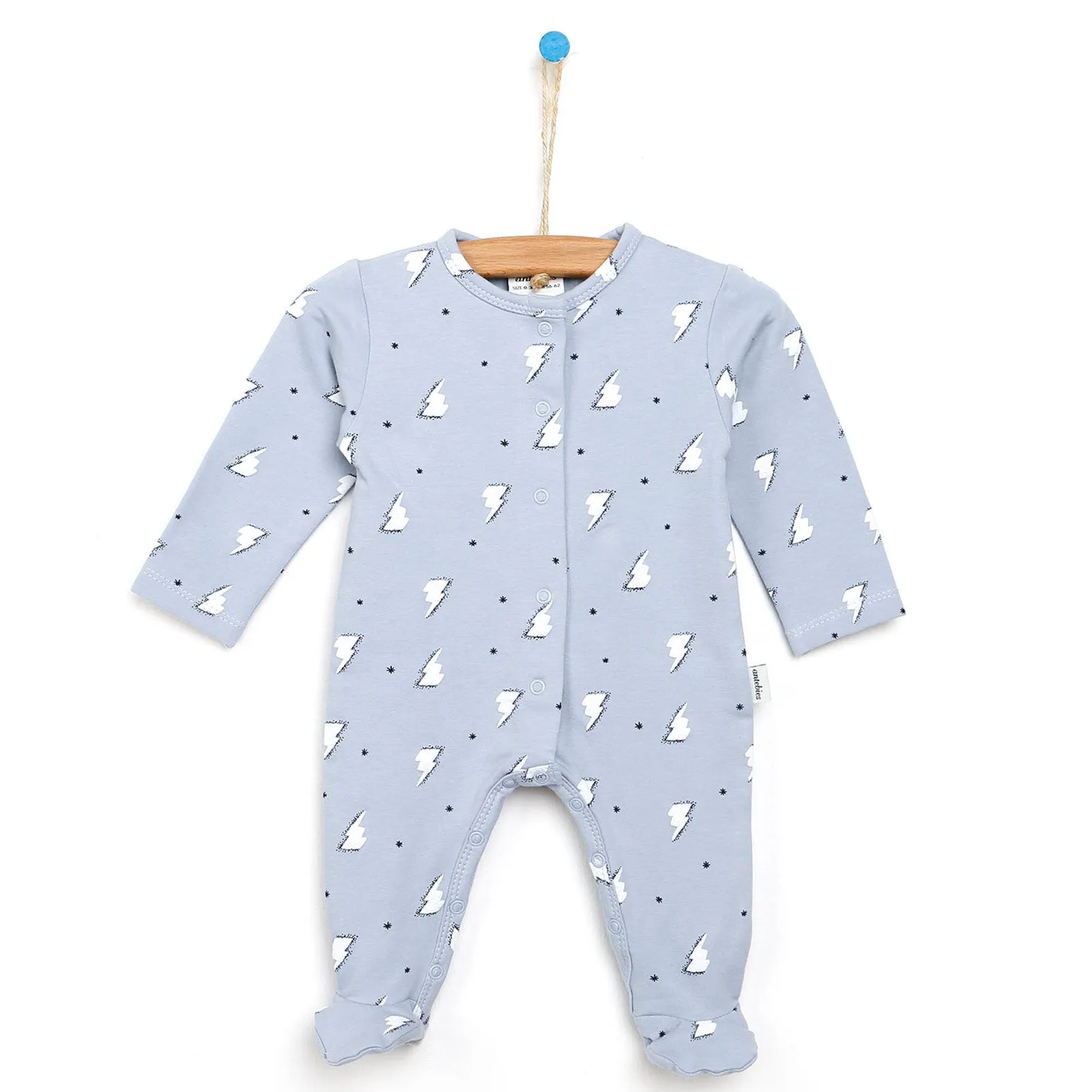 Antebies Newborn Sky Organic Footed Jumpsuit - Blue