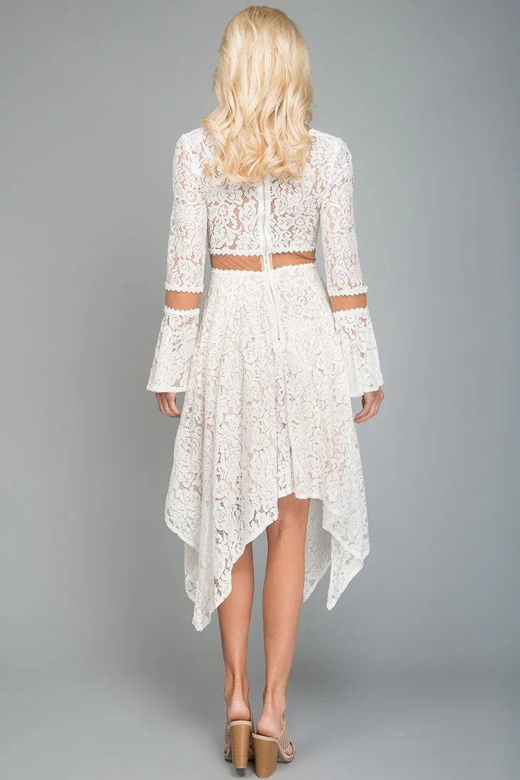 Aria Bell Sleeve Dress White