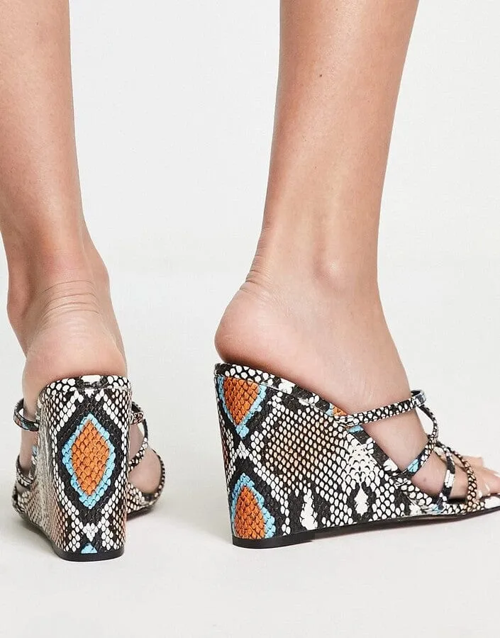 ASOS - Theory Strappy High Wedges In Snake