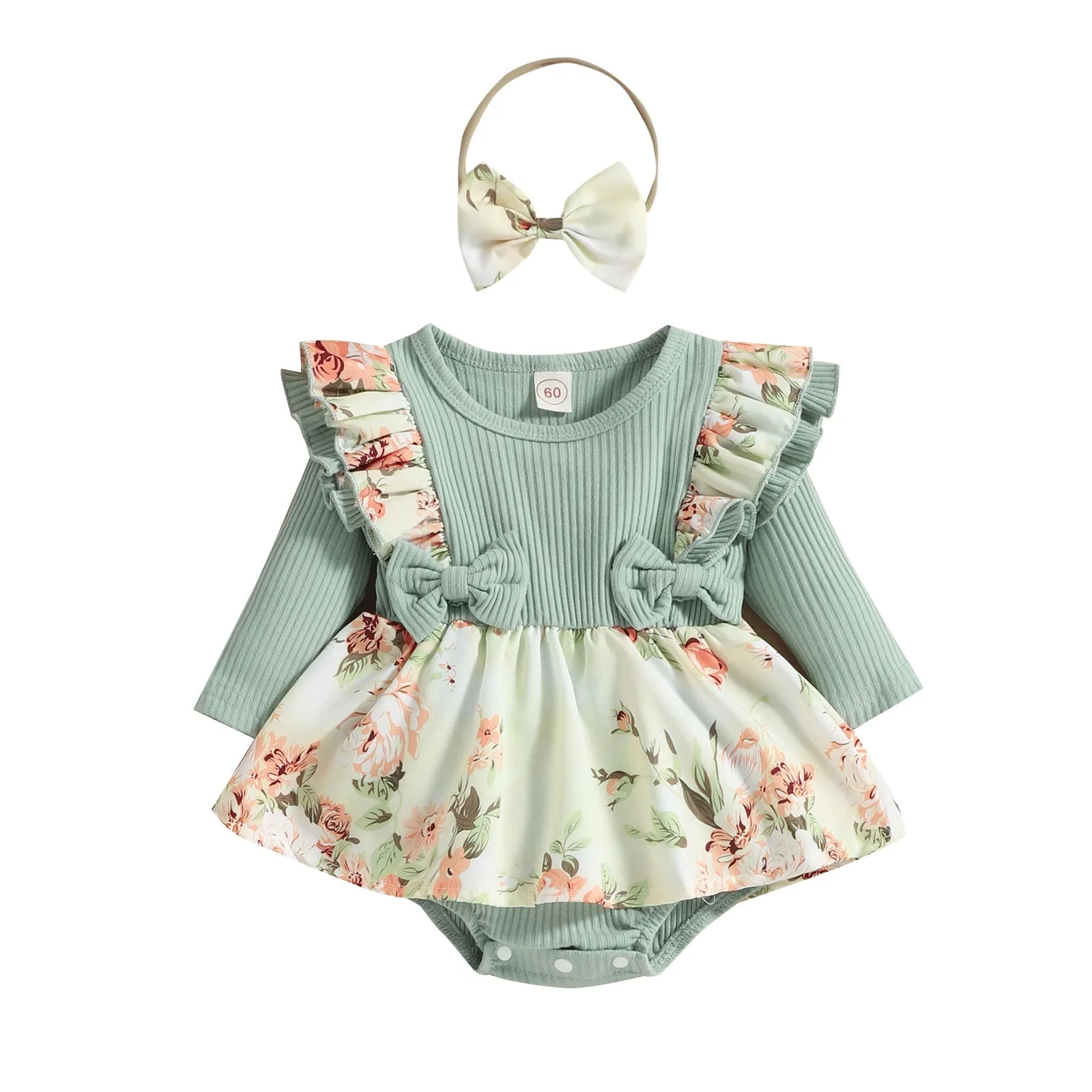 Baby Double Layer Flying Sleeves Rompers