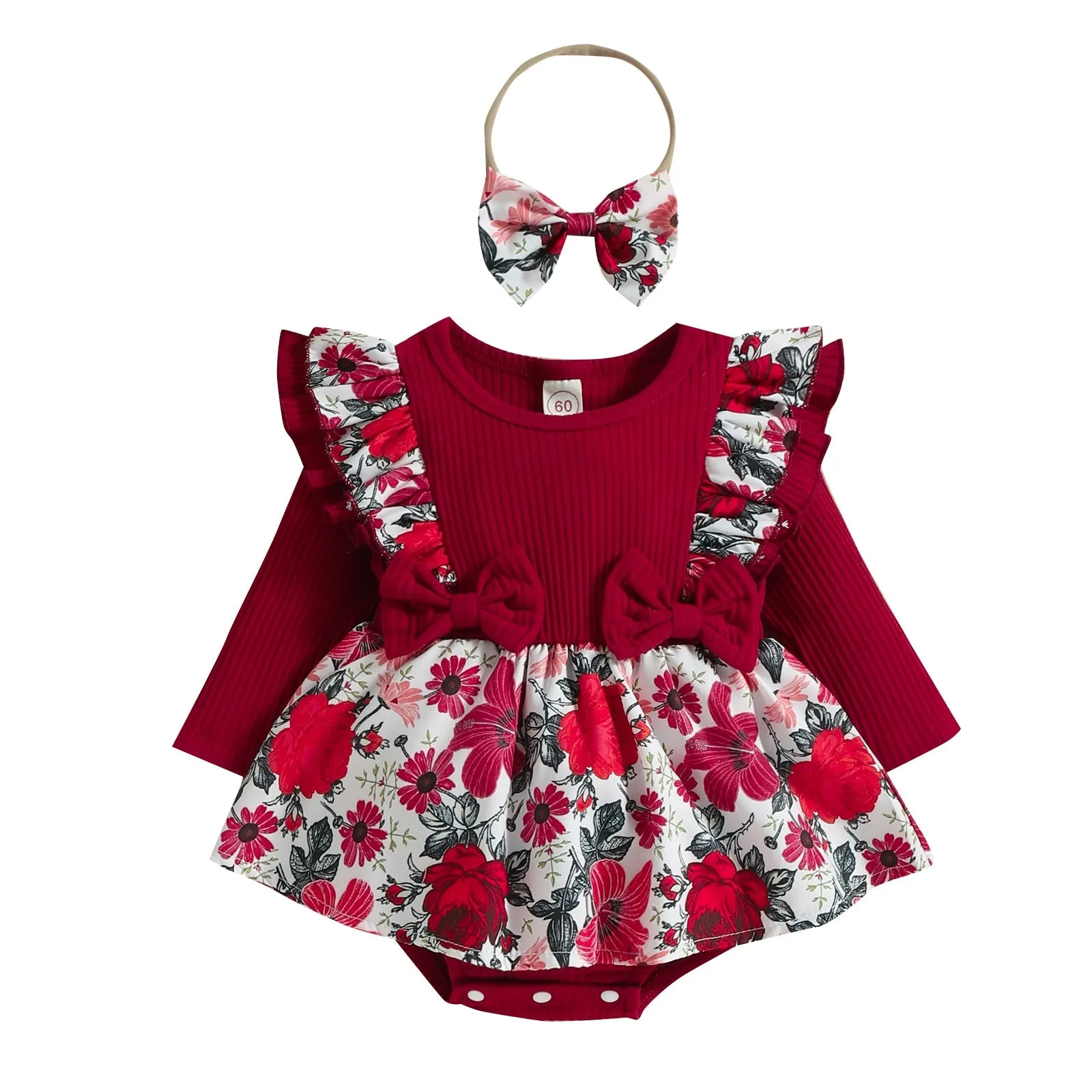 Baby Double Layer Flying Sleeves Rompers