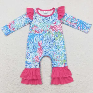 Baby Infant Girls Rompers Pink Seaweed Long Sleeve Rompers LR1327