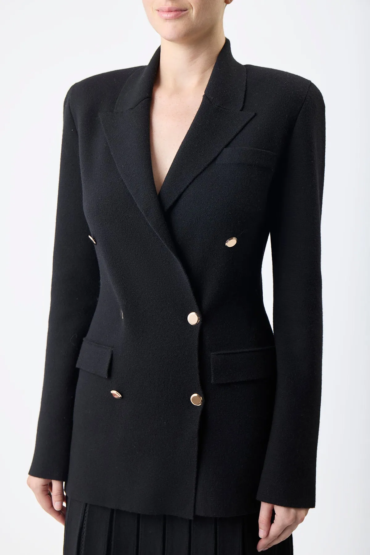 Bowen Knit Jacket in Black Wool