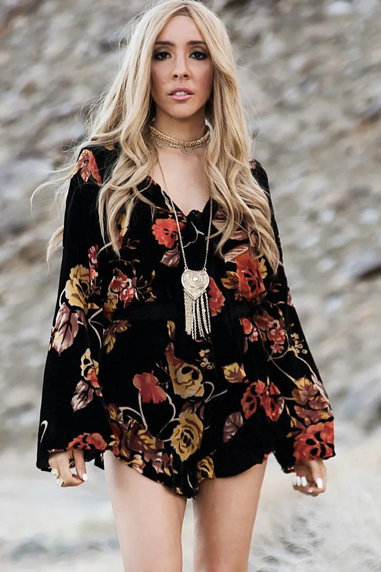 Burn Out My Heart Floral Print Romper