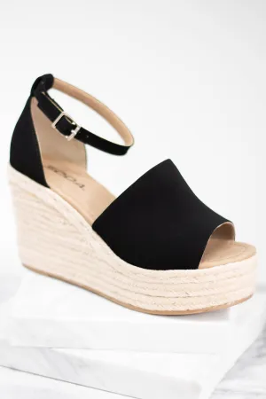 By Your Side Black Wedges