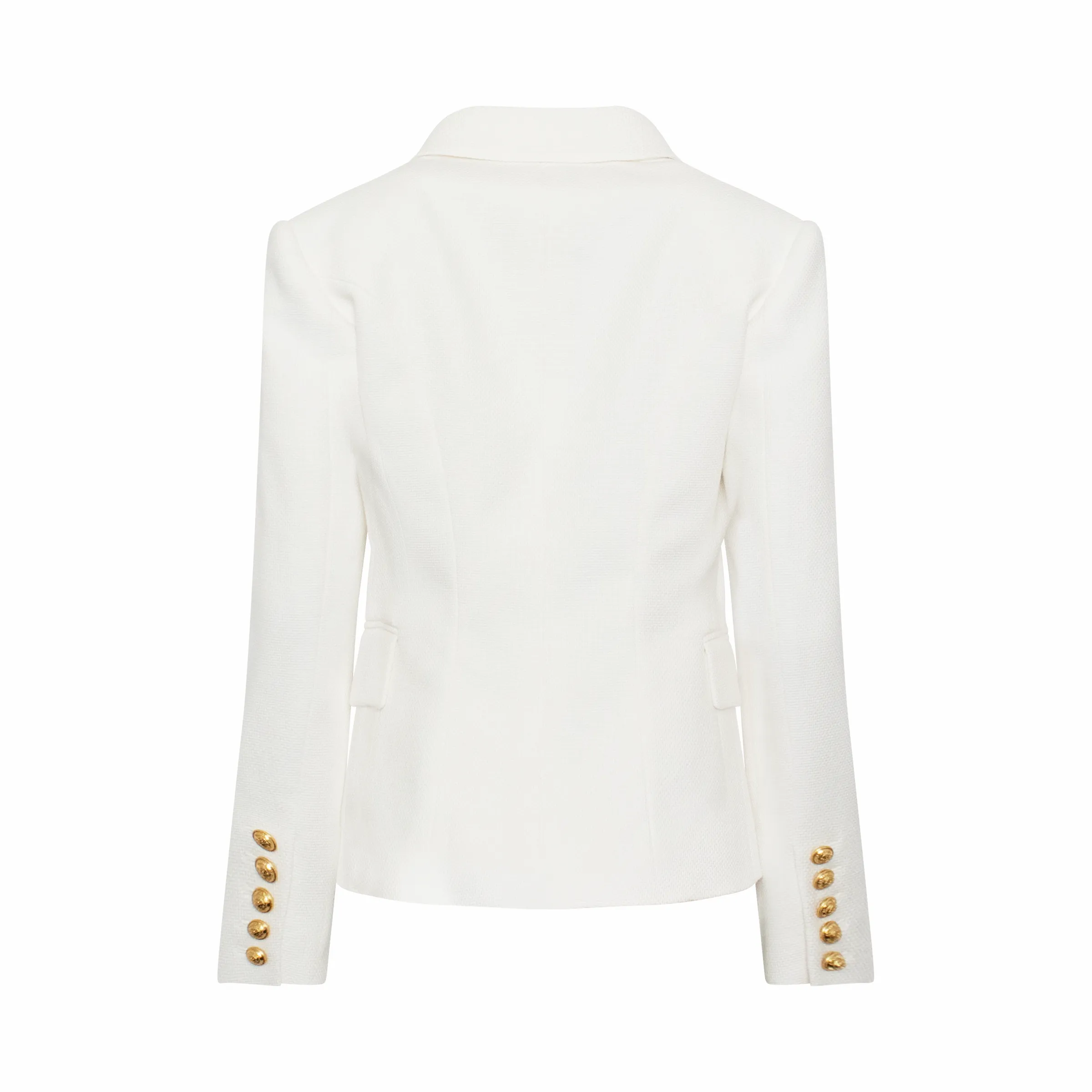 Classic Double Breasted Cotton Pique Blazer in White