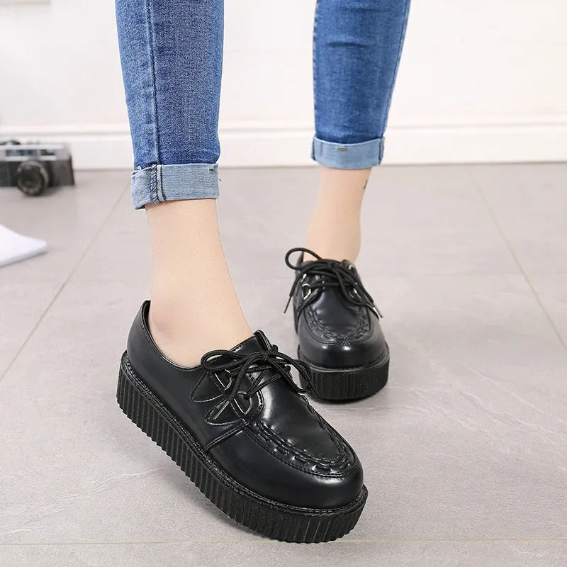 Creepers Casual Shoes Woman Plus Size Sneakers Women Shoes Ladies Platform Shoes 2020 Lace-up Women Flats Female Shoes Loafers