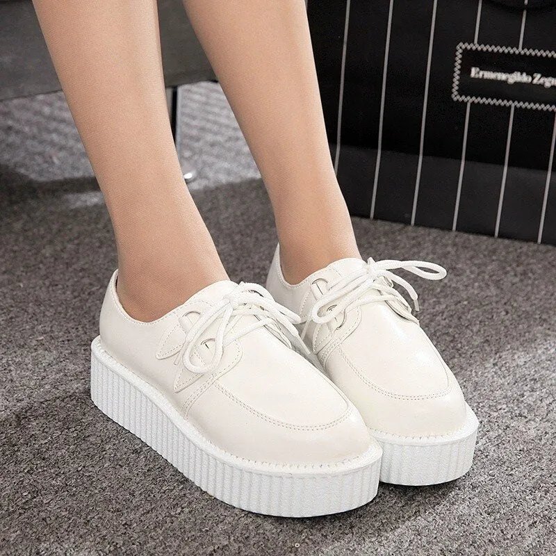 Creepers Casual Shoes Woman Plus Size Sneakers Women Shoes Ladies Platform Shoes 2020 Lace-up Women Flats Female Shoes Loafers