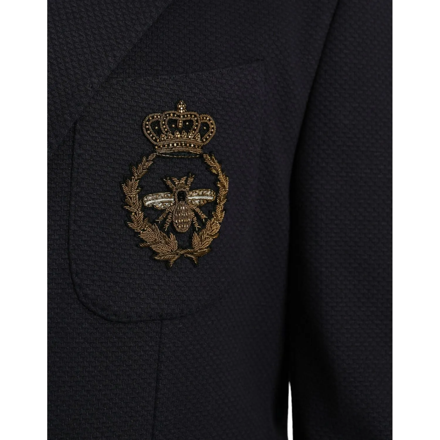 Dolce & Gabbana Dark Blue Crown Bee Double Breasted Blazer