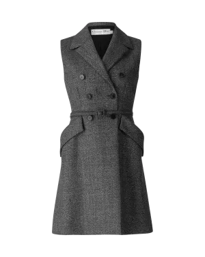 Double-Breasted Belted Vest Dress