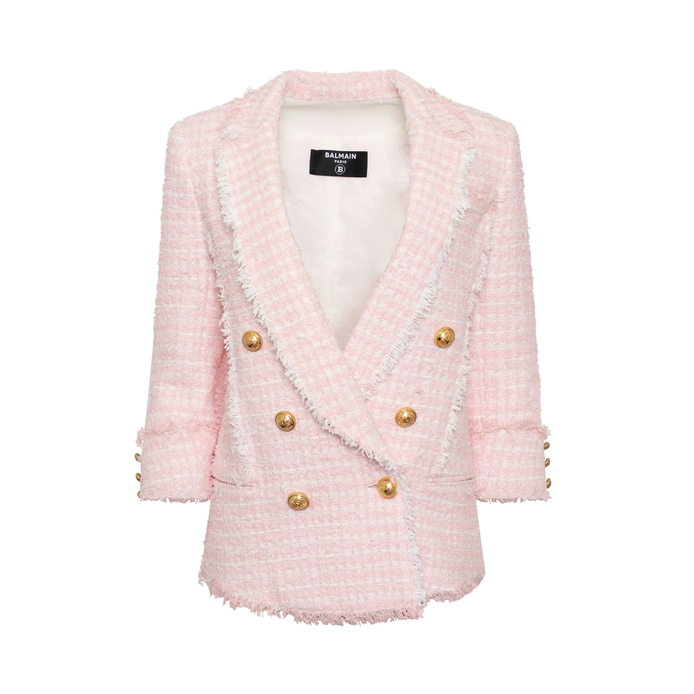 Double Breasted Tweed Pyjama Blazer in Rose