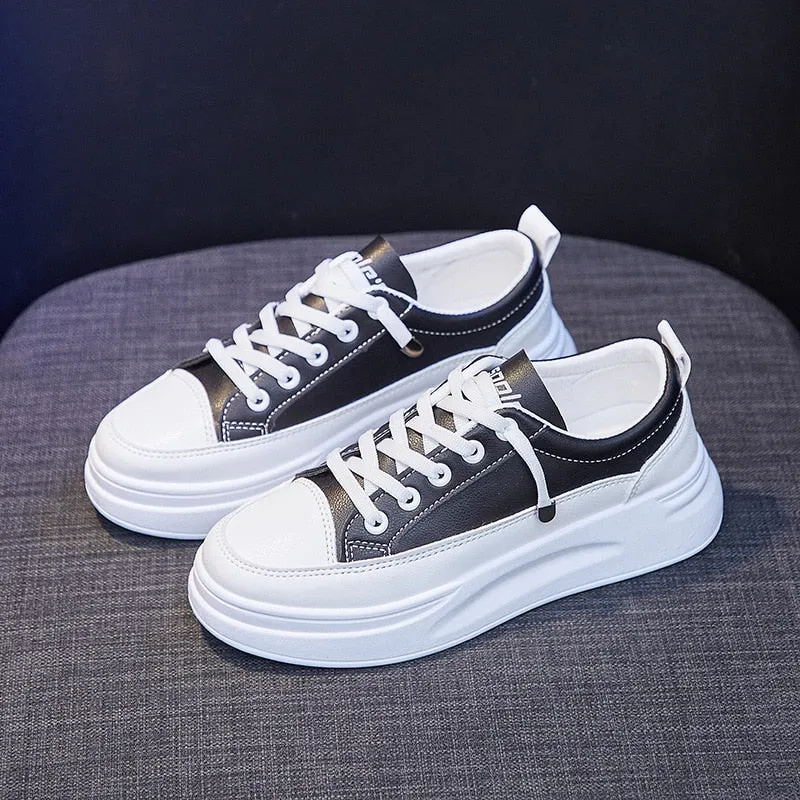 Fashion Sneakers Women Shoes Young Ladies Casual Shoes Female Sneakers Brand Woman White Shoes Thick Sole 3cm A2375