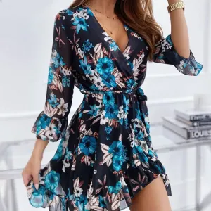 Floral Print Chiffon Casual Dresses