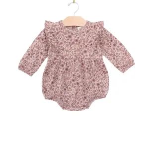 Flutter Long-Sleeve Romper - Floral Dusty Rose