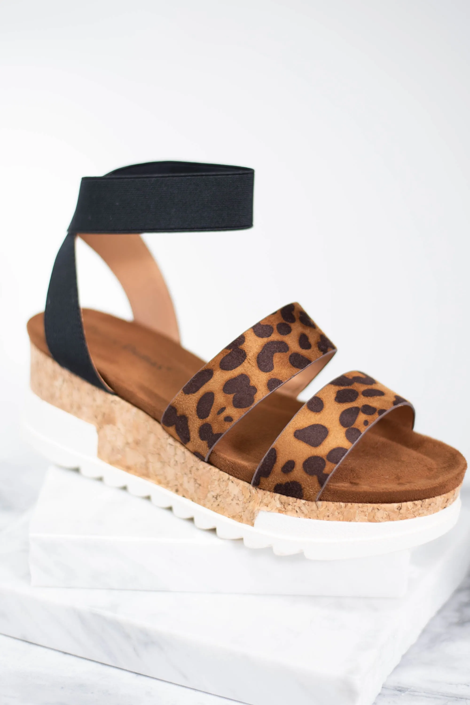 For The Look Brown Leopard Platform Wedges