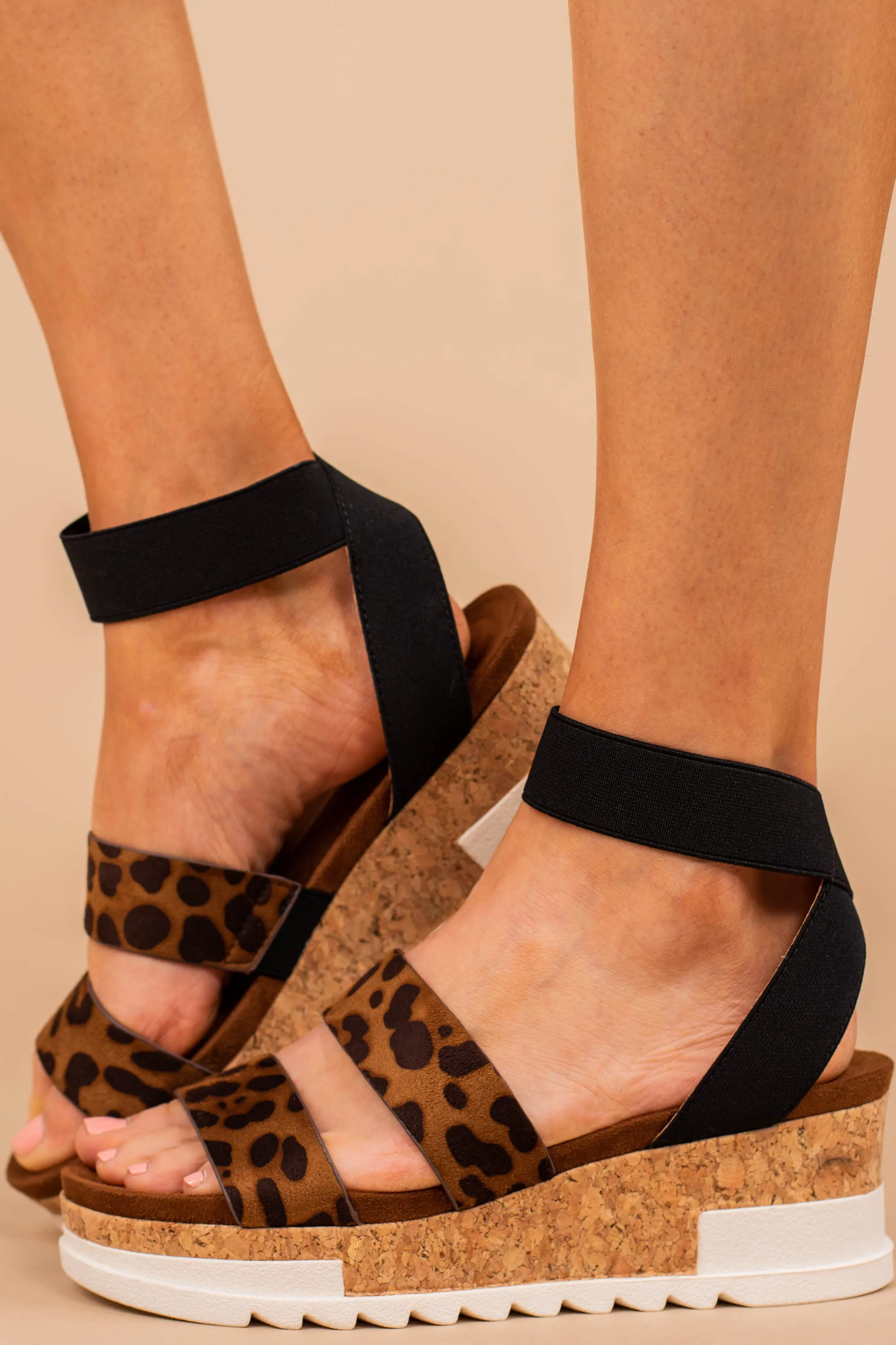 For The Look Brown Leopard Platform Wedges