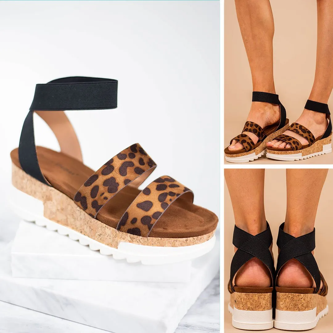 For The Look Brown Leopard Platform Wedges