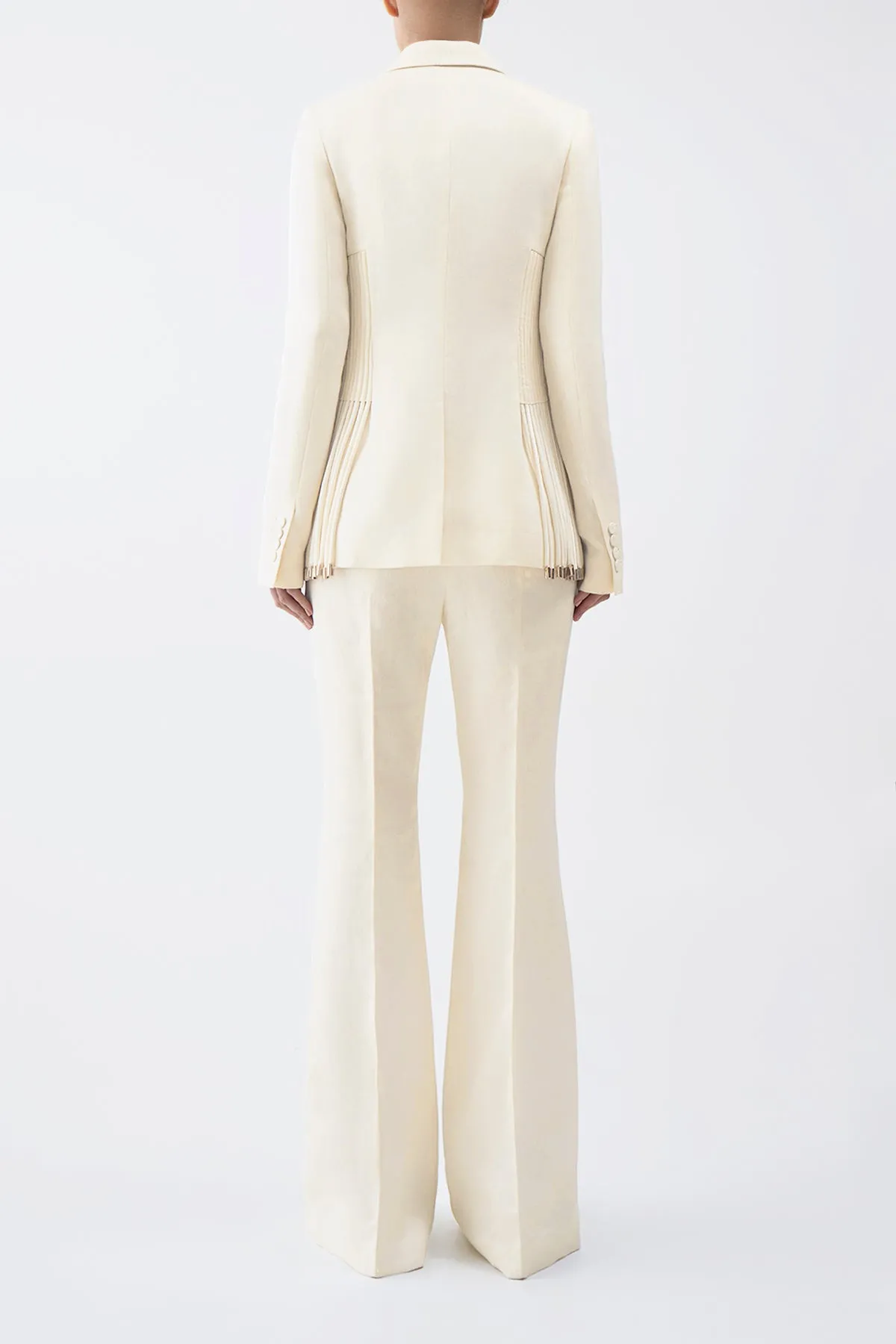 Giorgio Fringe Blazer in Ivory Textured Linen