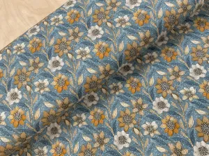 Golden Flowers Cotton Jersey Fabric