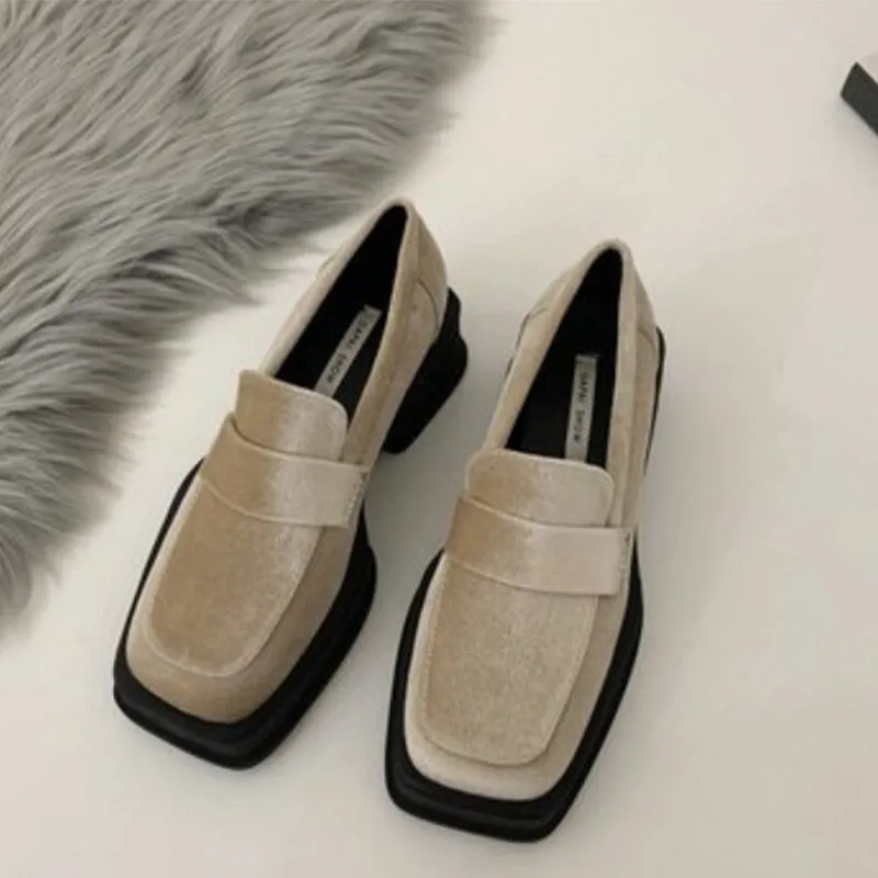 Hnzxzm Chunky Platform Suede Casual Women Shoes Winter Autumn Loafers Square Toe Designer Shoes Fad Punk Dress Mujer Zapatillas