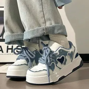 Hnzxzm Kawaii Platform Sports Shoes Women's Sneakers Spring Summer 2024 Tennis Female Skateboard Flats Casual Blue Vintage Vulcanize