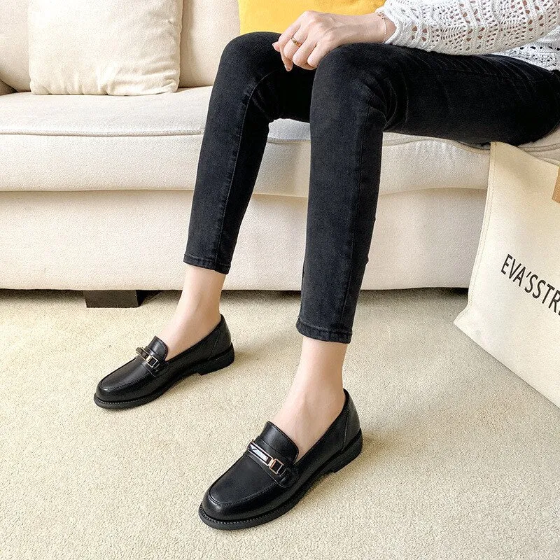 Hnzxzm Spring Autumn Shoes Women Flats Elegant Ladies Brand Shoes Soft Leather Loafers Fashion Woman Footwear Slip-on A3155