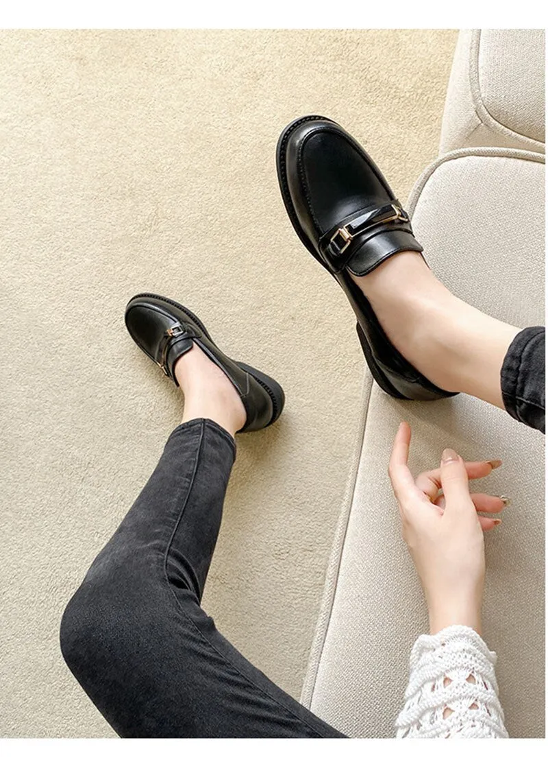 Hnzxzm Spring Autumn Shoes Women Flats Elegant Ladies Brand Shoes Soft Leather Loafers Fashion Woman Footwear Slip-on A3155