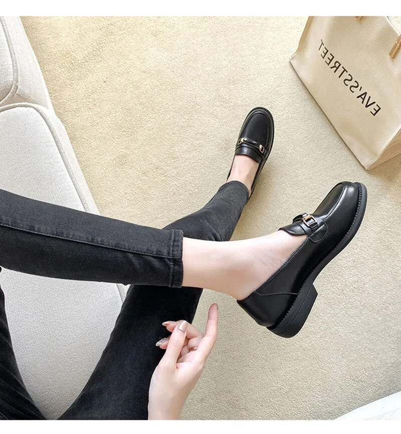 Hnzxzm Spring Autumn Shoes Women Flats Elegant Ladies Brand Shoes Soft Leather Loafers Fashion Woman Footwear Slip-on A3155