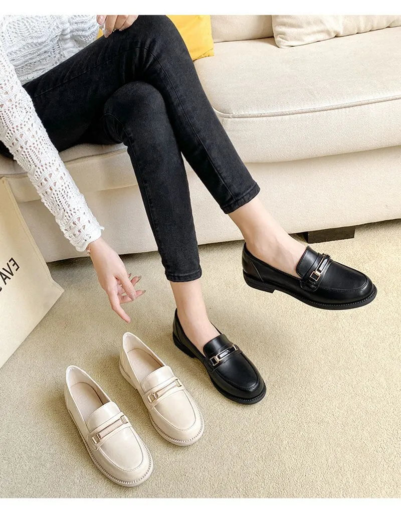 Hnzxzm Spring Autumn Shoes Women Flats Elegant Ladies Brand Shoes Soft Leather Loafers Fashion Woman Footwear Slip-on A3155