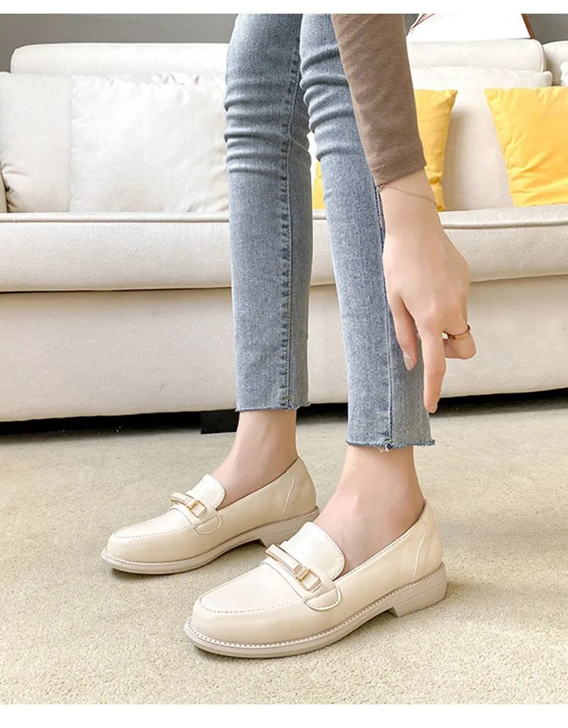 Hnzxzm Spring Autumn Shoes Women Flats Elegant Ladies Brand Shoes Soft Leather Loafers Fashion Woman Footwear Slip-on A3155