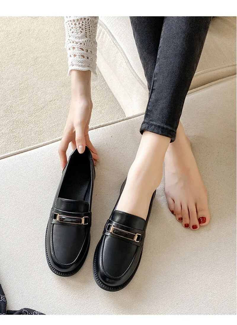 Hnzxzm Spring Autumn Shoes Women Flats Elegant Ladies Brand Shoes Soft Leather Loafers Fashion Woman Footwear Slip-on A3155