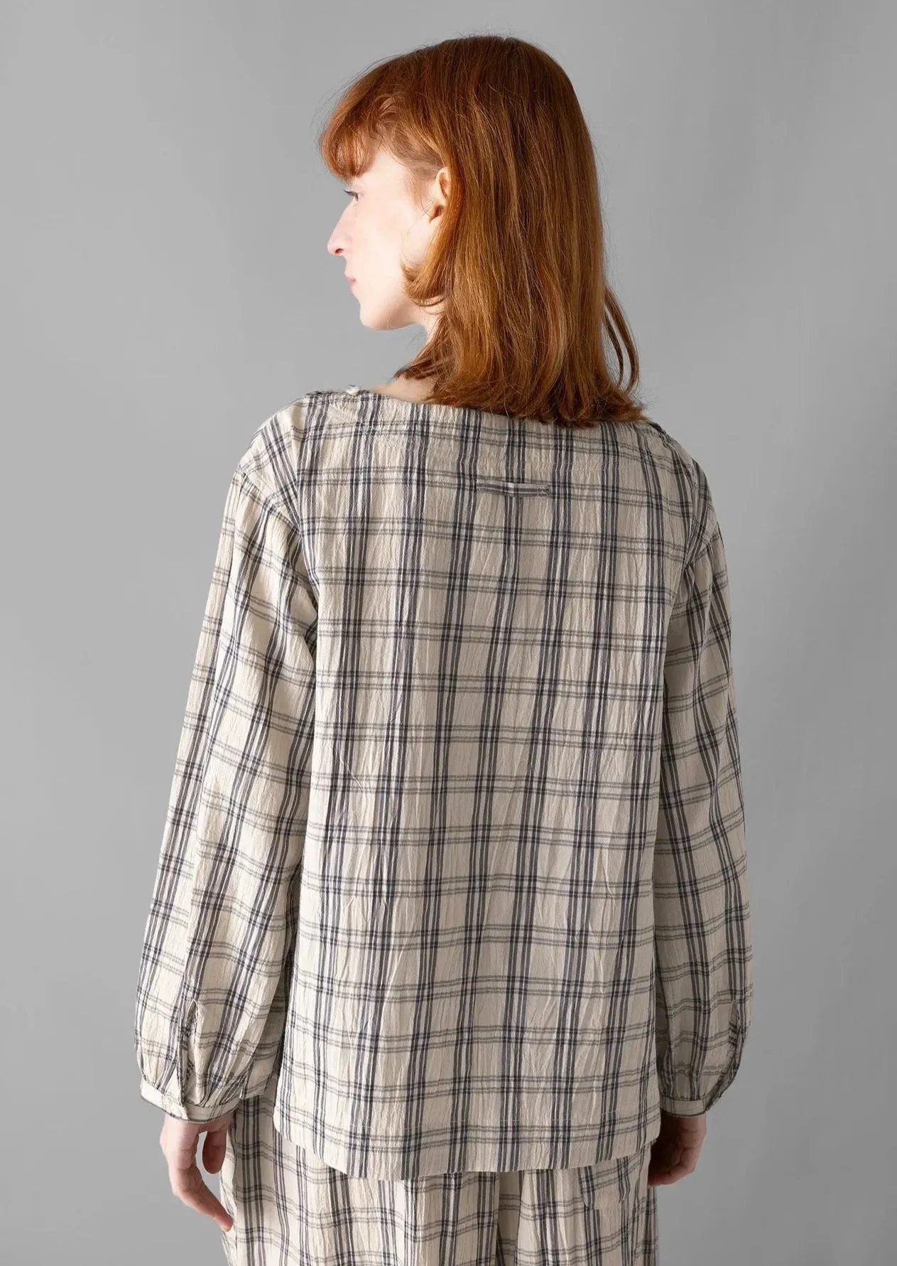 Iku Check Cotton Smock, Sand