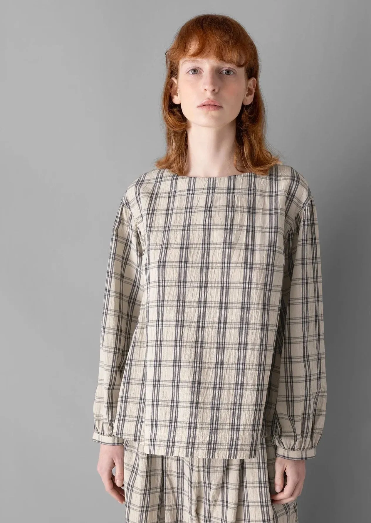 Iku Check Cotton Smock, Sand