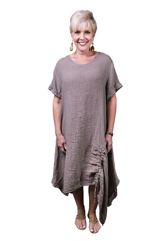 Jayde Drawstring Linen Dress (DSS116)