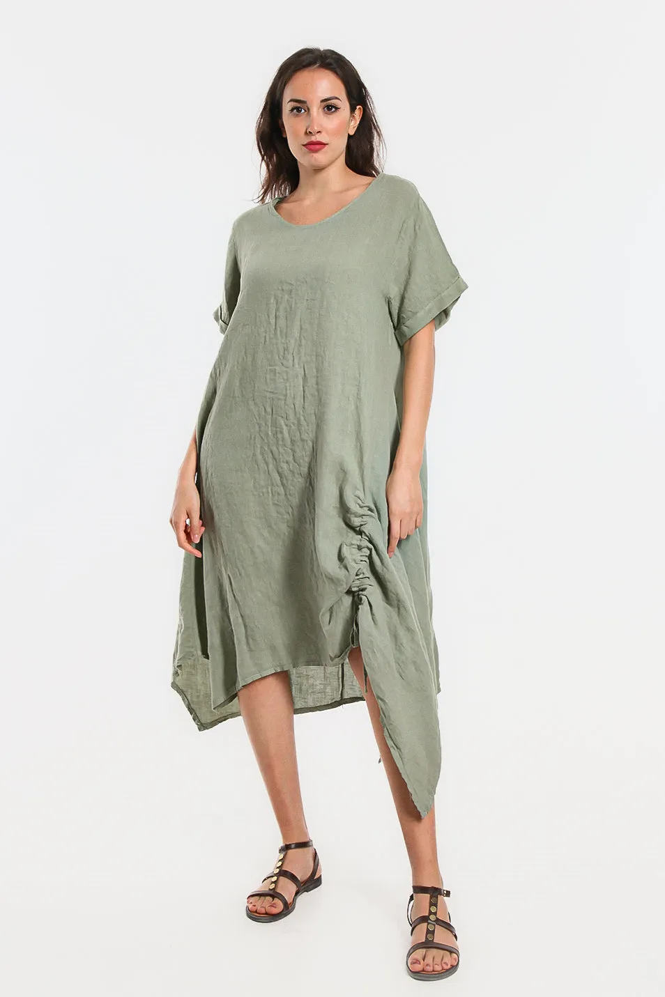 Jayde Drawstring Linen Dress (DSS116)