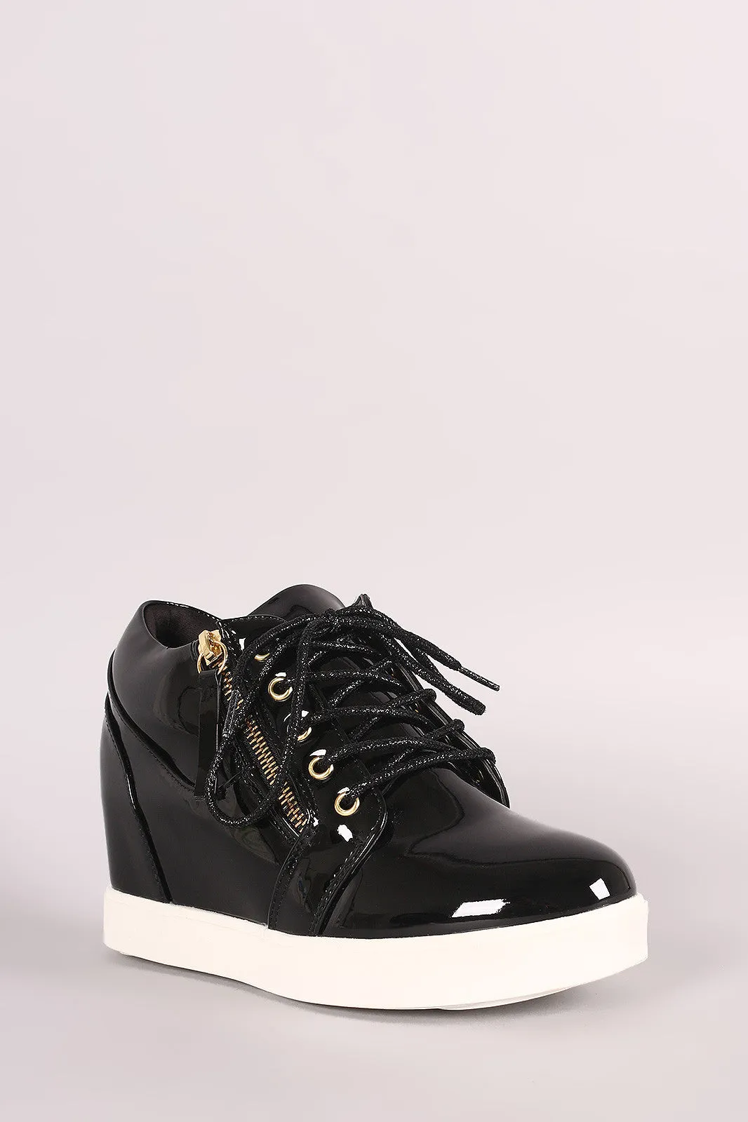 Liliana Zipper Trim Lace Up Wedge Sneaker