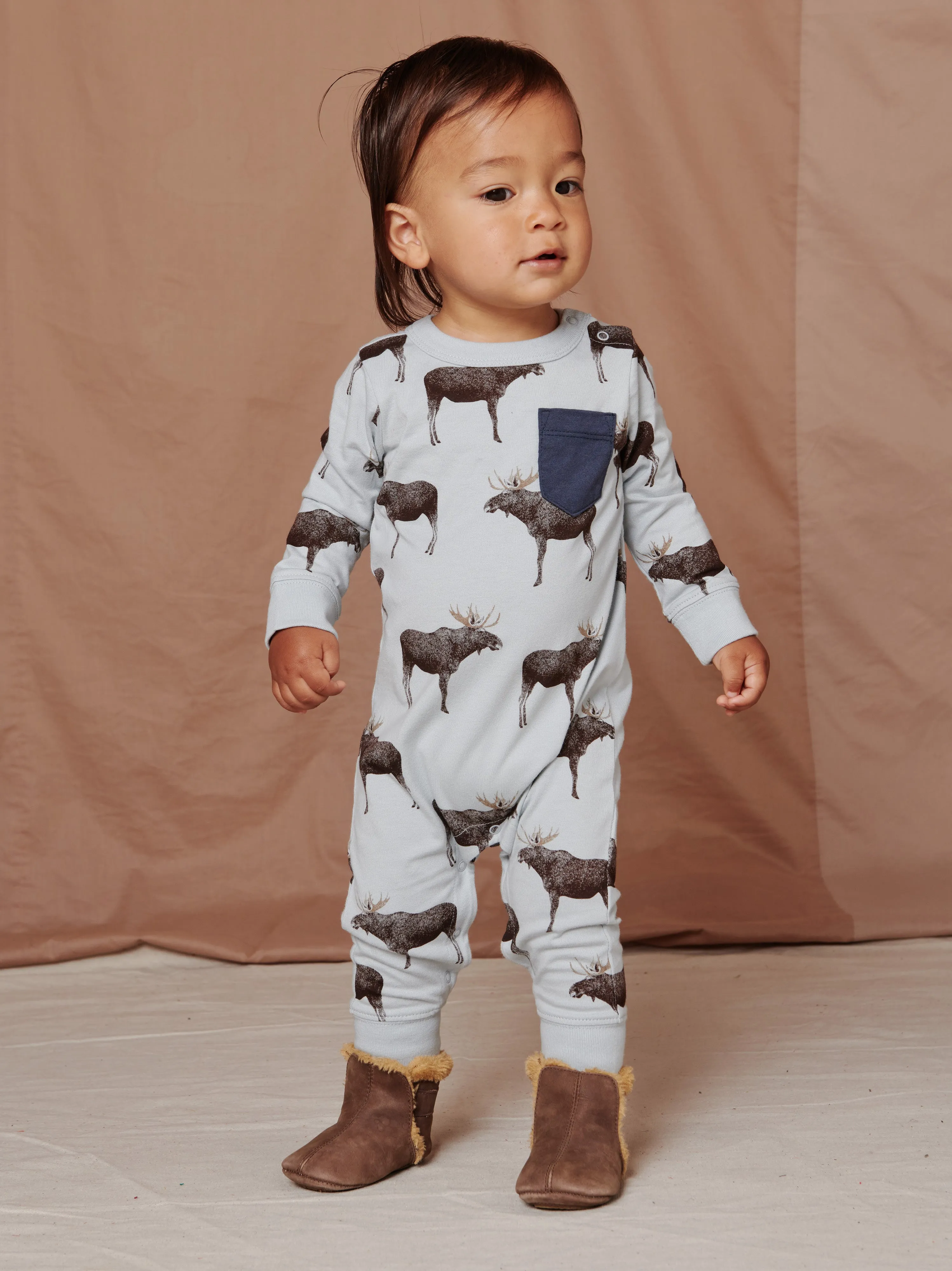 Long Sleeve Romper - Moose Crossing