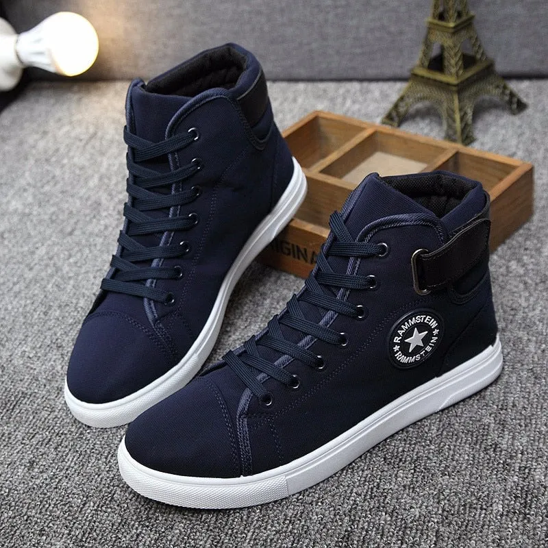 Men's Vulcanized Shoes Lace-up High Style Solid Colors