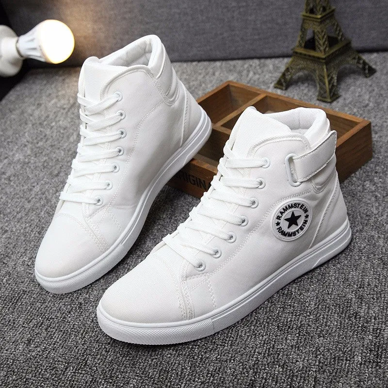 Men's Vulcanized Shoes Lace-up High Style Solid Colors