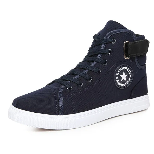 Men's Vulcanized Shoes Lace-up High Style Solid Colors