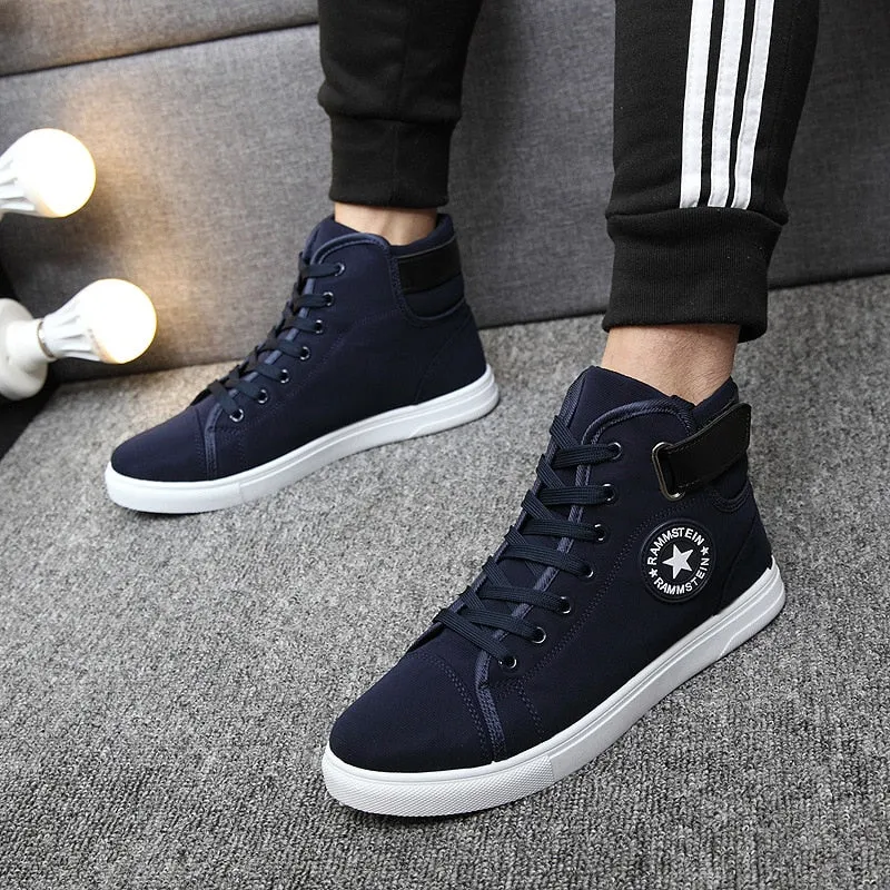 Men's Vulcanized Shoes Lace-up High Style Solid Colors