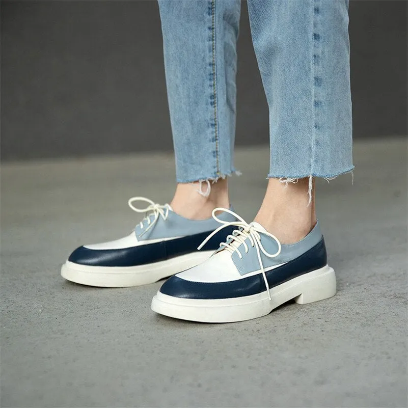 Meotina Natural Genuine Leather Flats Shoes Women Round Toe Casual Shoes Cross Tied Flats Footwear Female Shoes Spring  New