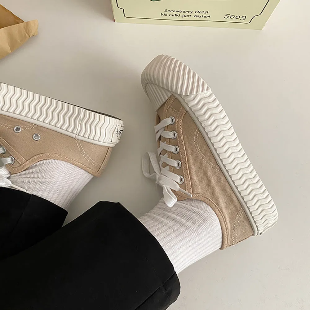 New Women's Canvas Shoes Candy Color Fashion Sneakers Spring Autumn Casual Shoes for Women Vulcanize Shoes Lace Up Classic Flats