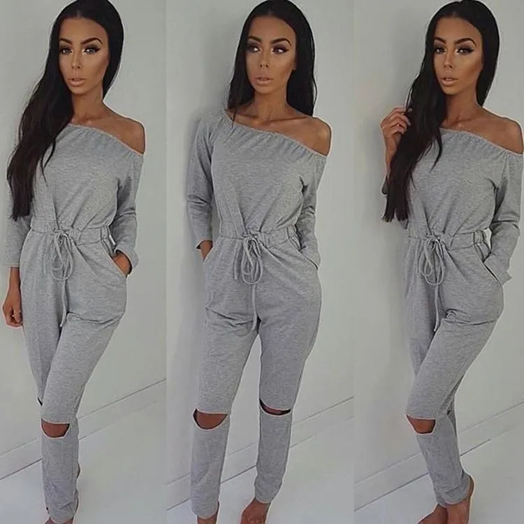 Off The Shoulder Long Sleeve Jumpsuit