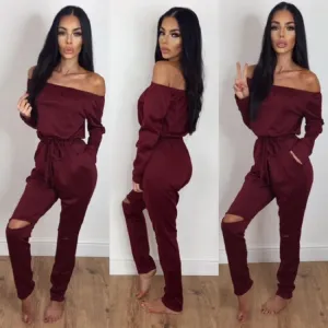 Off The Shoulder Long Sleeve Jumpsuit