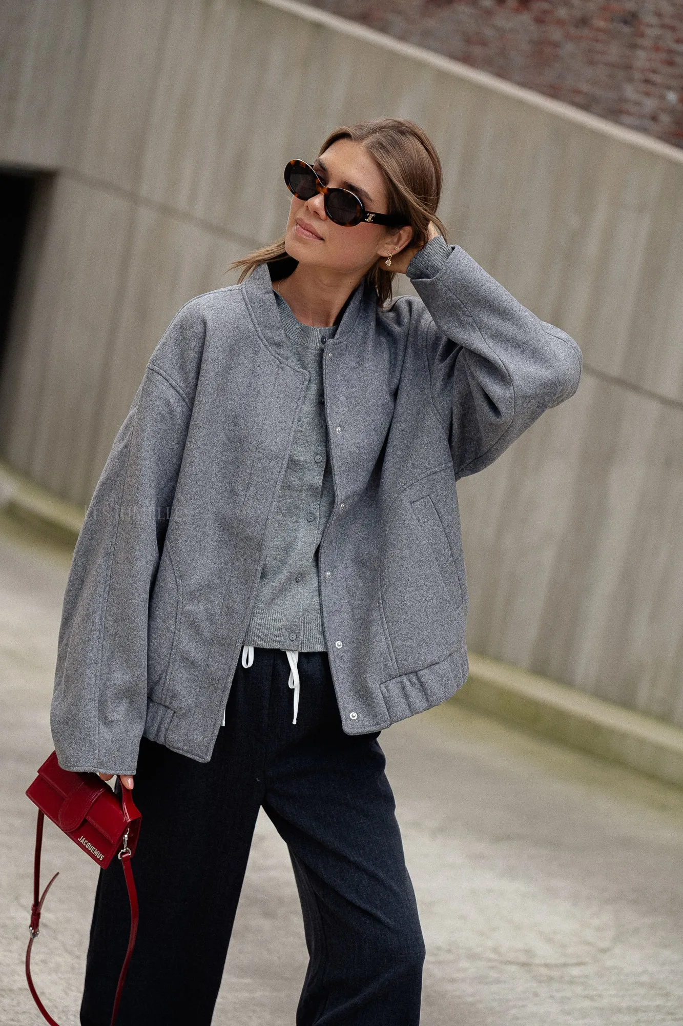 Oversize Geena bomber jacket grey melange